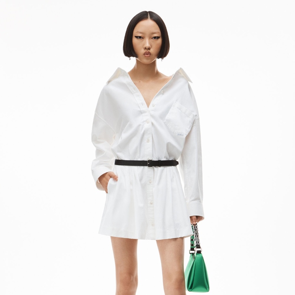 NWT ALEXANDER WANG Mini Shirt Dress w/ Belt - 2 , Jennie BLACKPINK KPOP style